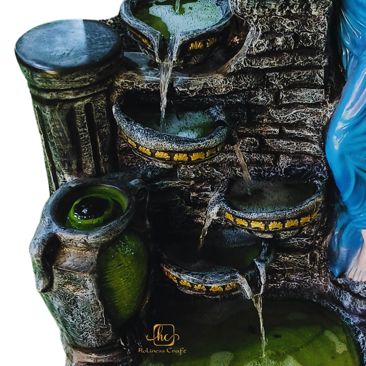 Craft 4.5 feet Lady Water Fountain with 4 Pots, LED & Pump – Home Decors |