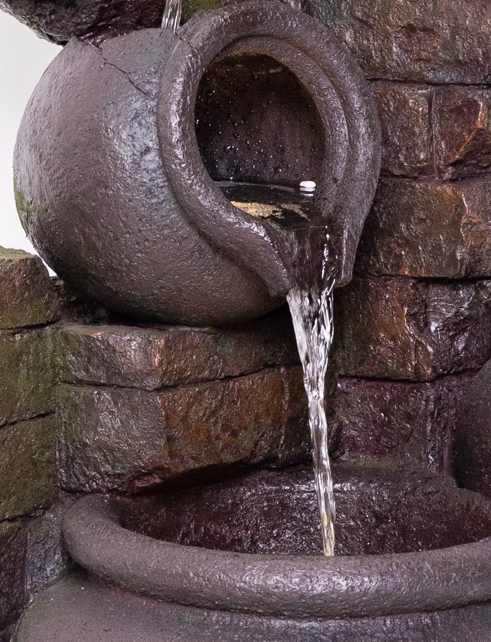 Trisaini Craft 48 inch Long Brick Pot Water Fountain for Home Decor | Indoor Tabletop Office | Lawn Balcony | Gift Gifting with LED Lights Water Pump | 4 Feet Brick Matka Water Fountain (Dark Brown)