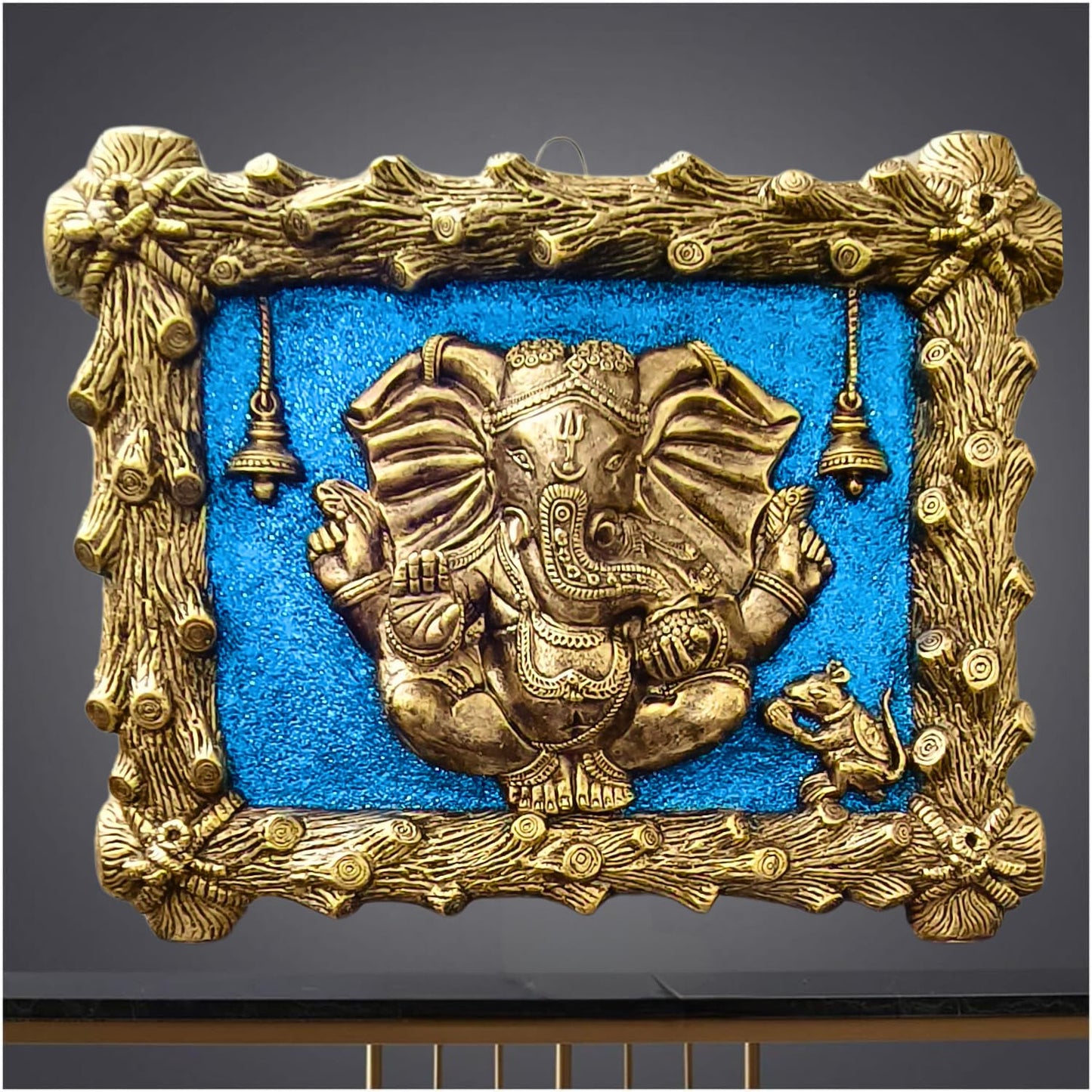Trisaini Craft Fiber Ganesh Wall Hanging for Entrance Door Home Decor, Office, Study Room Ganpati face Wall Mount Art Decoration Gift Gifting Mural Showpiece