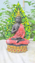 14 Inch Buddha Statue with Leaf Back Design | Resin Buddha Idol for Home Decors & Gifting |