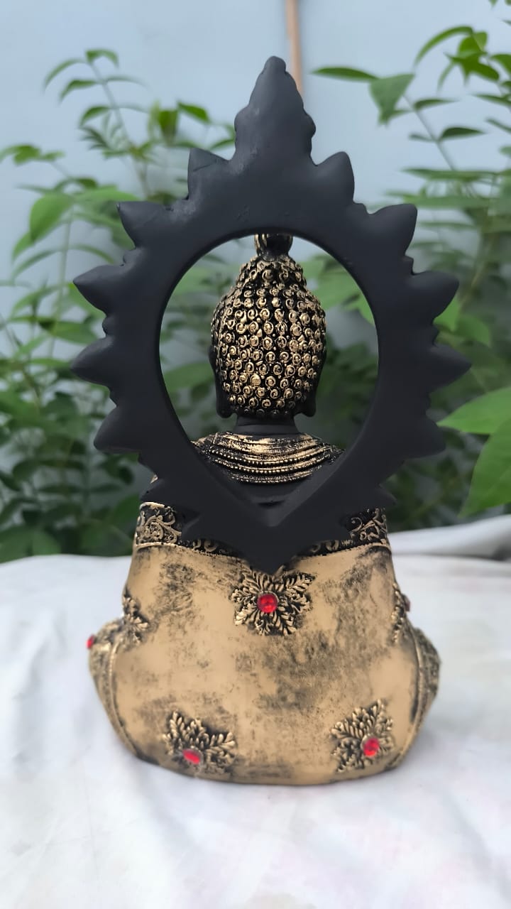 11 Inch Black & Gold Buddha Statue | Meditating Gautam Buddha Idol for Home Decor, Office & Temple
