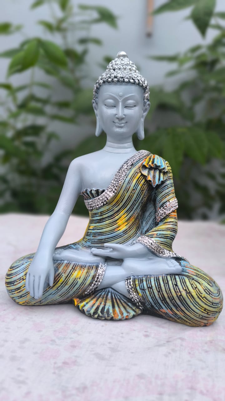 11 Inch Resin Buddha Idol for Home Decor | Meditating Buddha Statue | Peaceful Buddha Murti for Office & Living Room