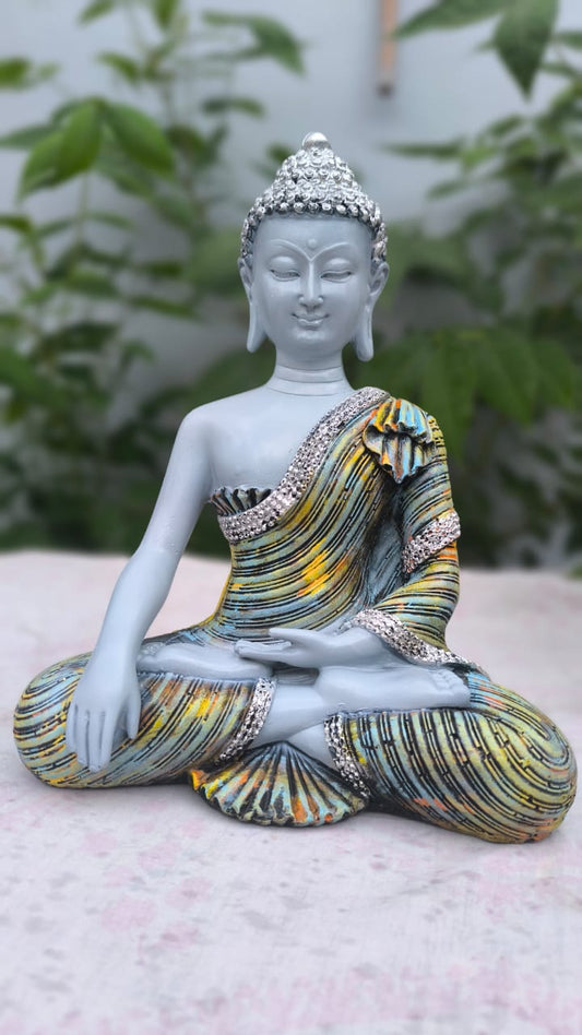 11 Inch Resin Buddha Idol for Home Decor | Meditating Buddha Statue | Peaceful Buddha Murti for Office & Living Room