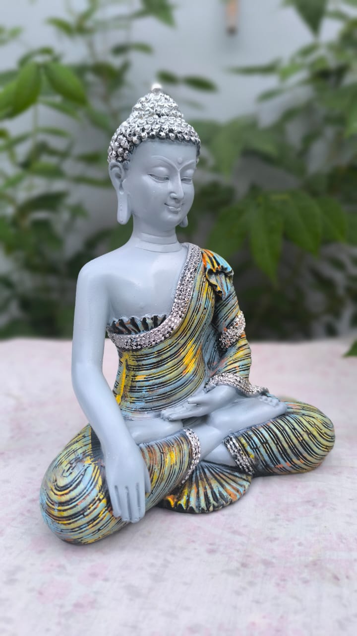 11 Inch Resin Buddha Idol for Home Decor | Meditating Buddha Statue | Peaceful Buddha Murti for Office & Living Room