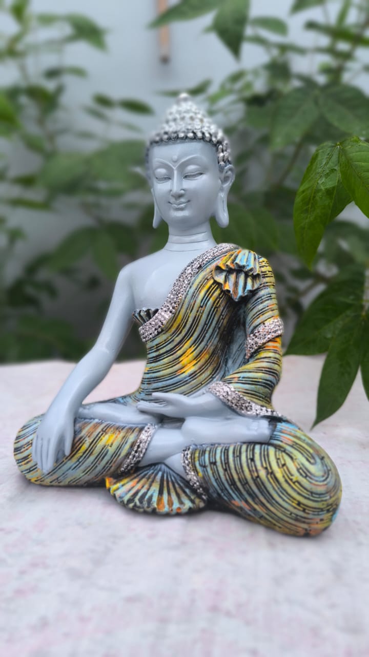 11 Inch Resin Buddha Idol for Home Decor | Meditating Buddha Statue | Peaceful Buddha Murti for Office & Living Room