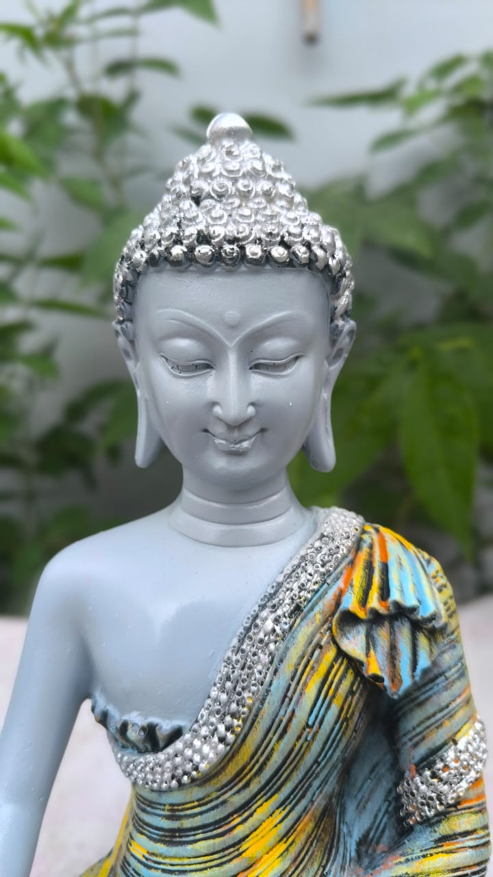 11 Inch Resin Buddha Idol for Home Decor | Meditating Buddha Statue | Peaceful Buddha Murti for Office & Living Room