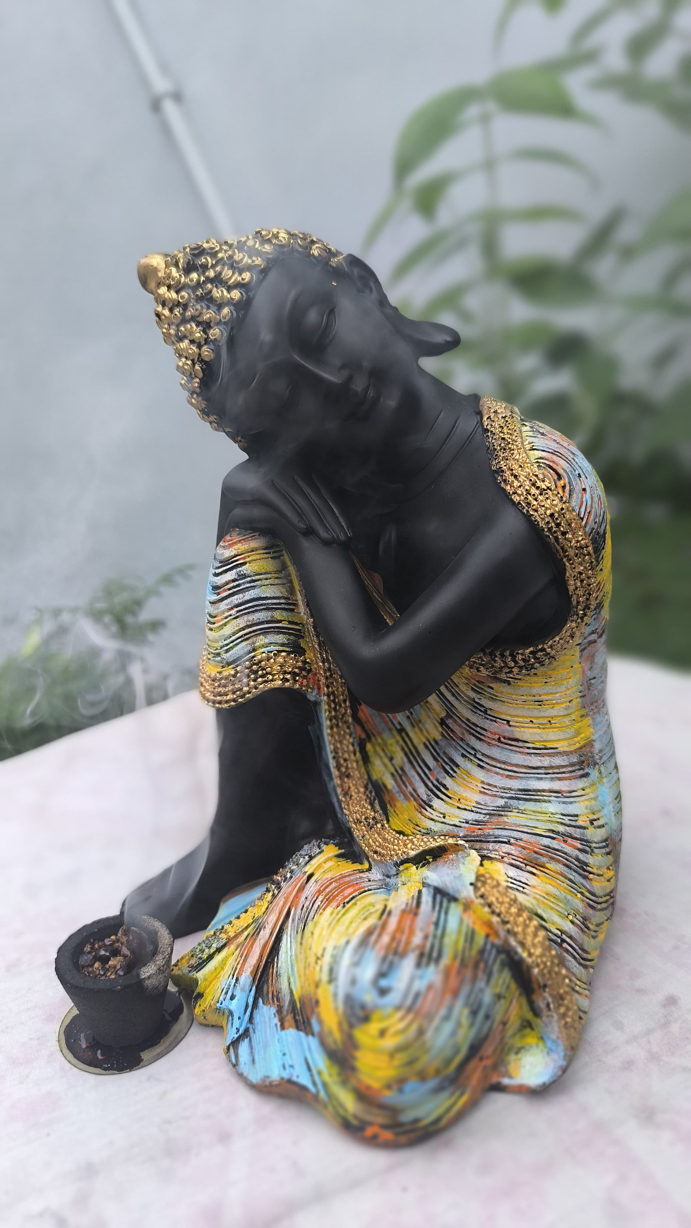 10 Inch Resin Resting Buddha Idol | Sleeping Buddha Statue for Home Decors, Meditation Corner & Gift |