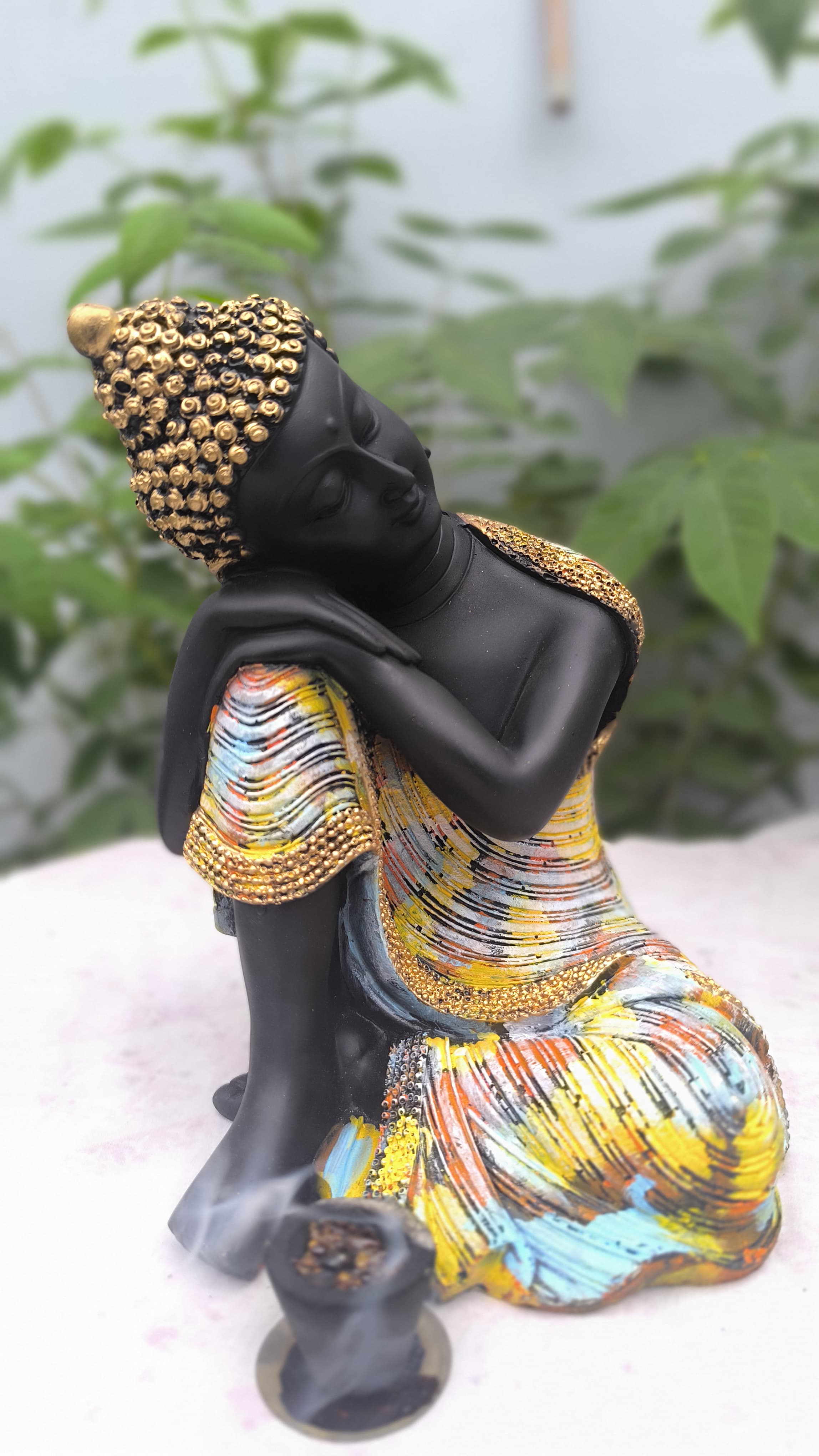 10 Inch Resin Resting Buddha Idol | Sleeping Buddha Statue for Home Decors, Meditation Corner & Gift |
