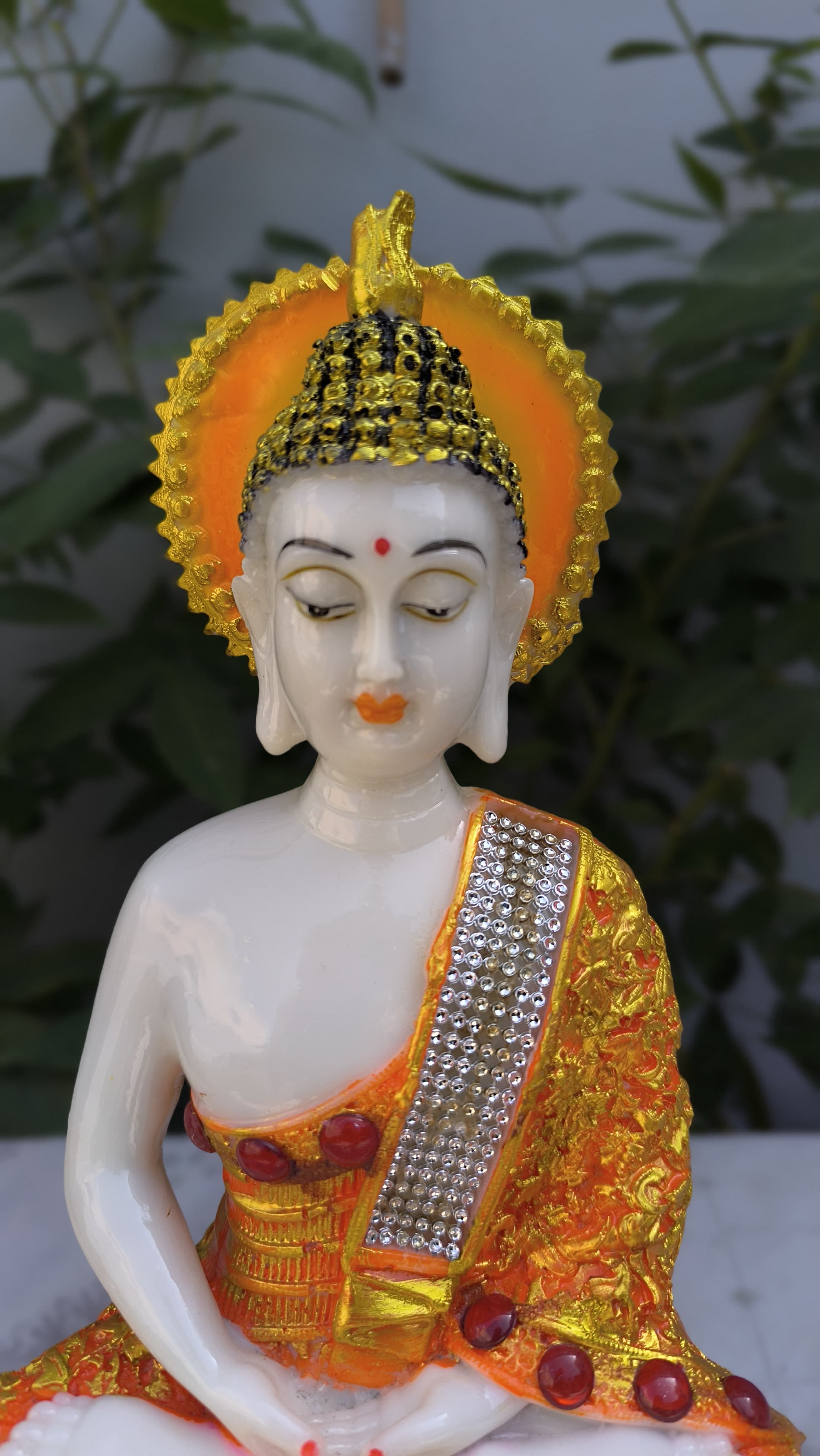 11 Inch Lord  Buddha Idol | Multicolor Resin Buddha Statue for Home Decors, Pooja Room |