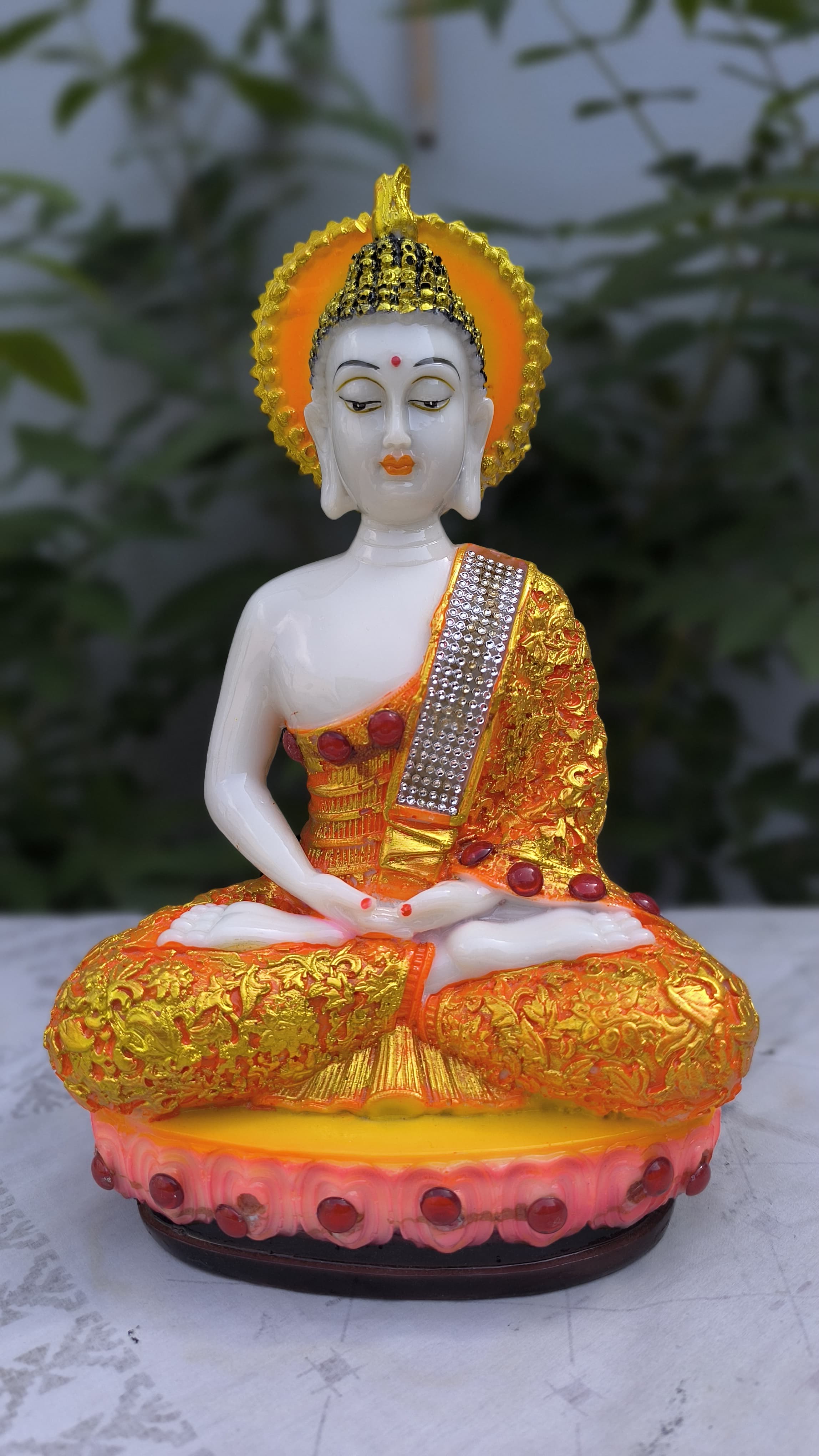 11 Inch Lord  Buddha Idol | Multicolor Resin Buddha Statue for Home Decors, Pooja Room |