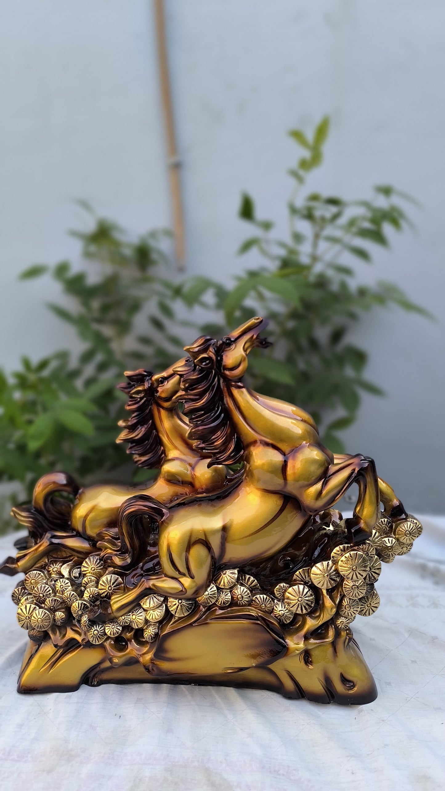 17 Inch Double Horse Statue | Vastu Running Horse Idol for Success, Power & Home Décor