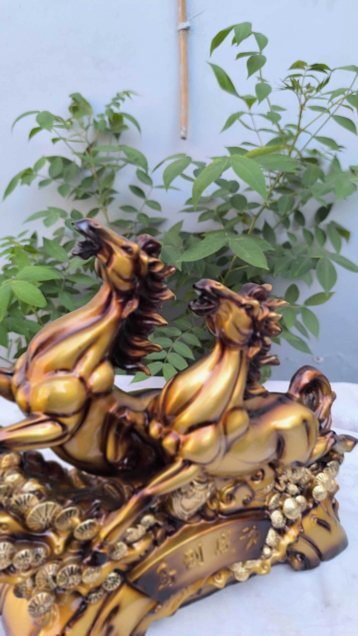 17 Inch Double Horse Statue | Vastu Running Horse Idol for Success, Power & Home Décor