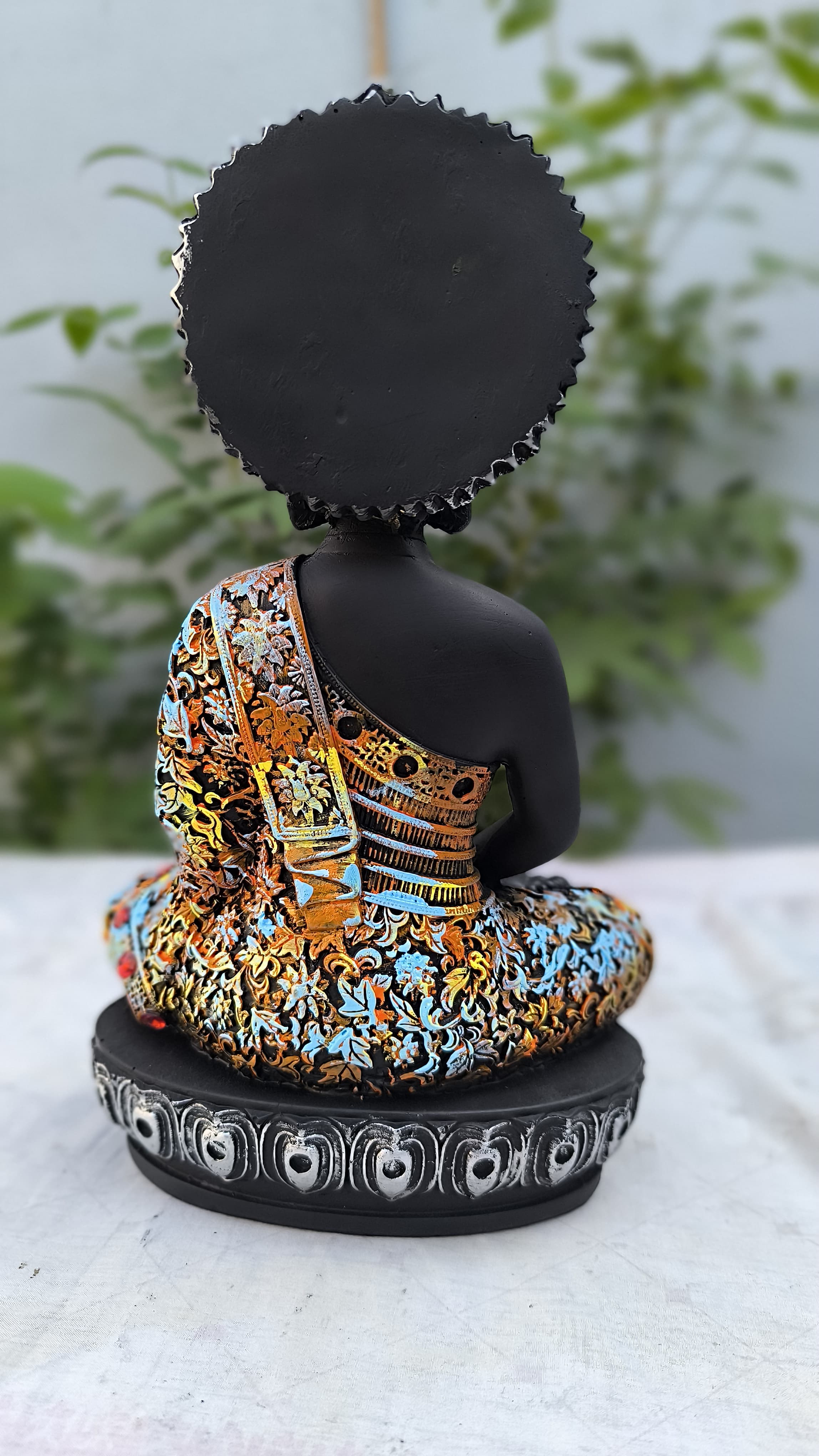 12 Inch Designer Black Buddha Idol | Multicolor  Buddha Statue for Home & Office Decors |