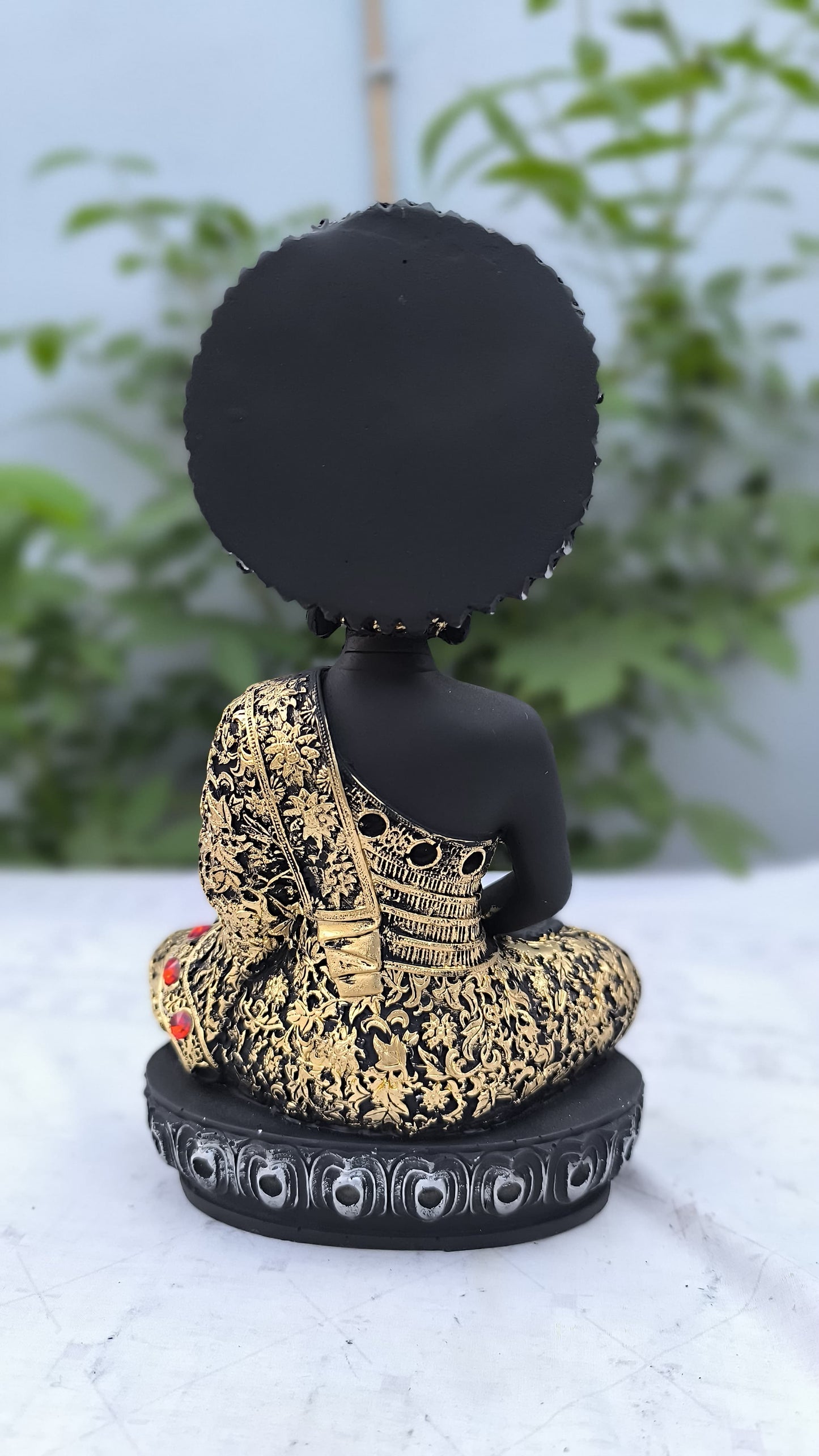 10 Inch Resin Meditating Buddha Idol for Home Decor | Black & Golden Buddha Statue for Office, Mandir & Gift Purpose