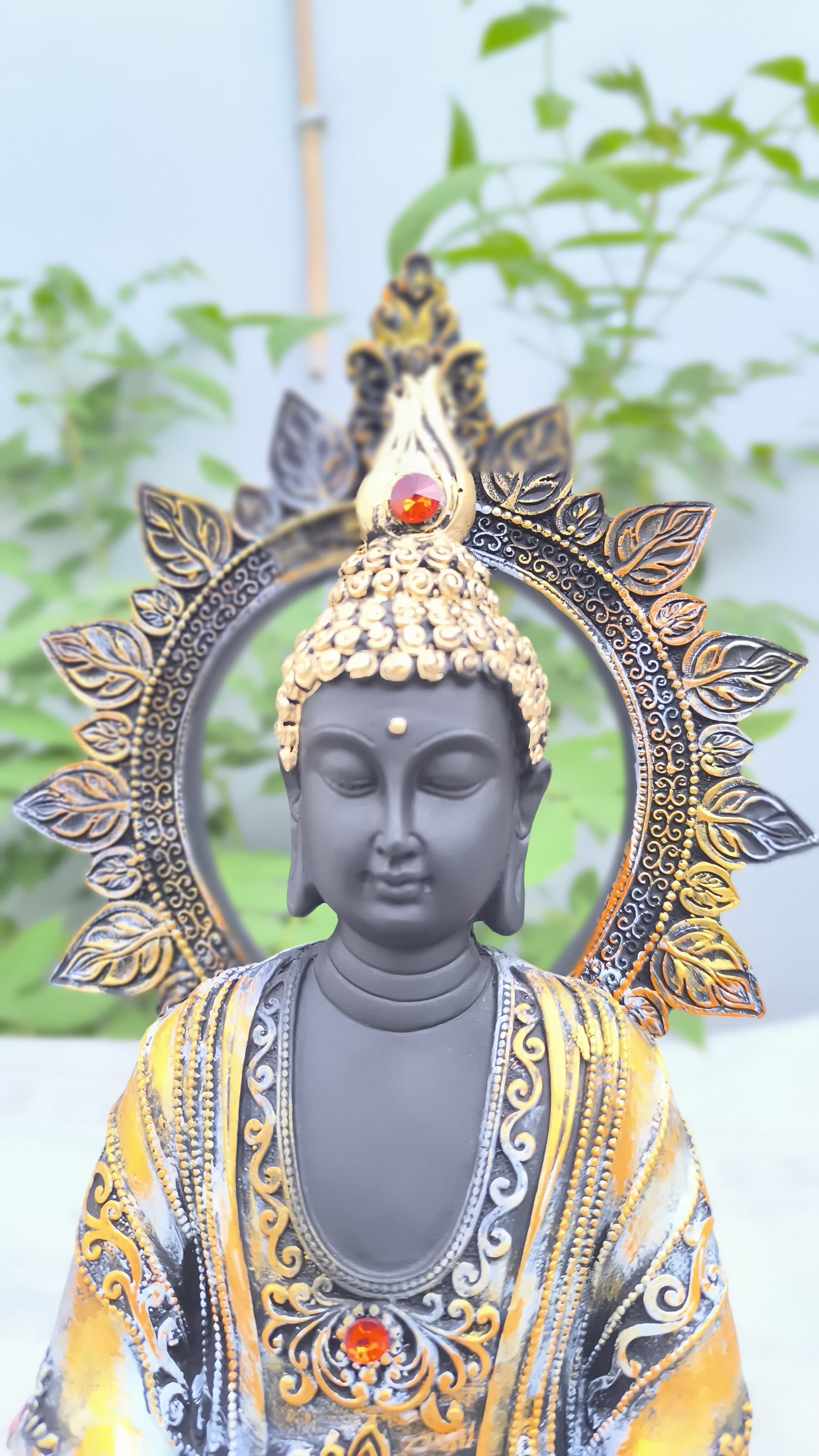 13 Inch Black Buddha Idol | Decorative Resin Buddha Statue for Home, Room & Gift Purpose |