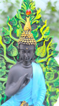 10 Inch Resin Buddha Idol with Tree Backdrop | Buddha Statue for Home Decors, Office & Gift | Showpiece |