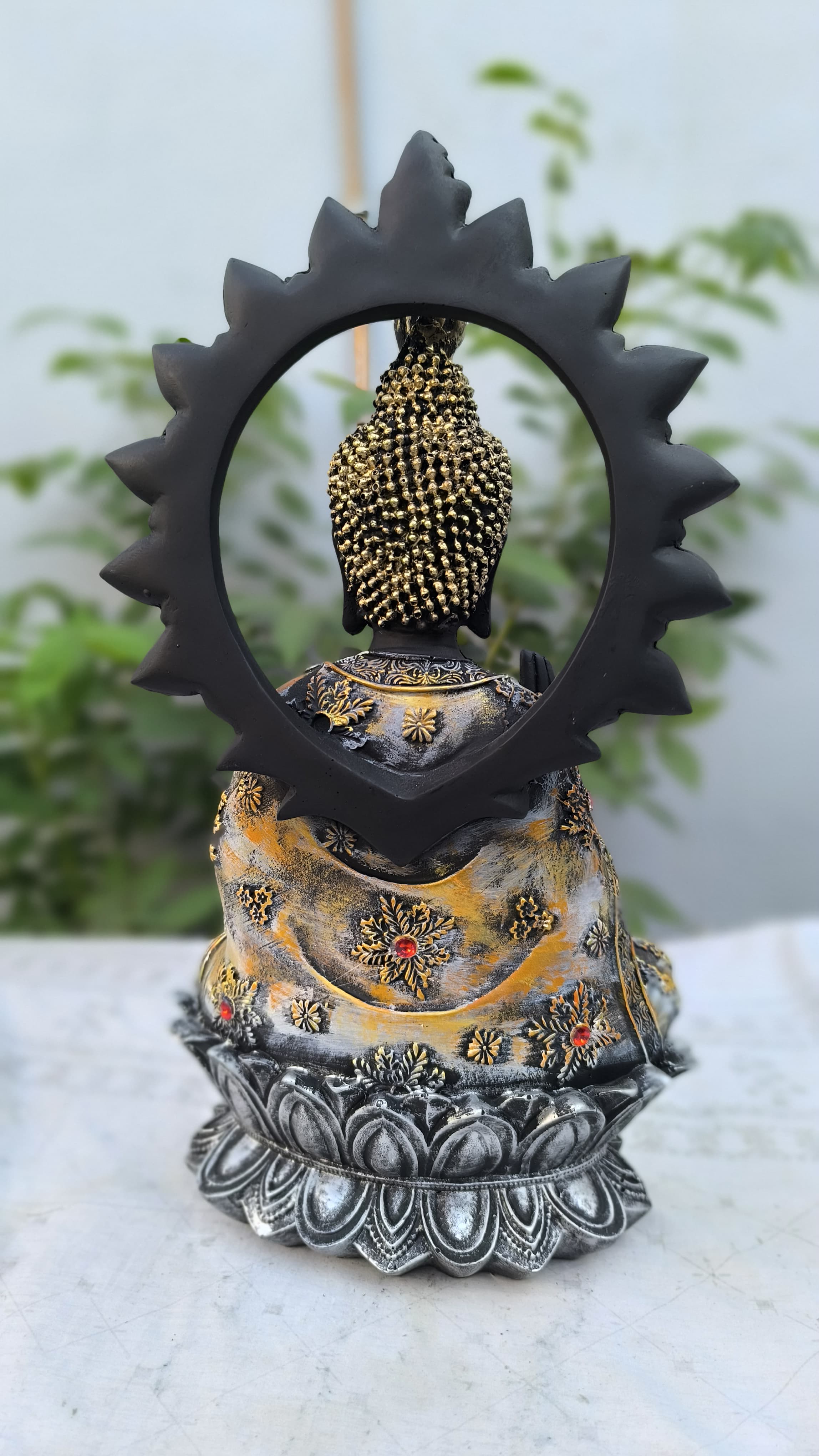 18 Inch Decorative Resin Buddha Statue | Black & Golden Buddha statue for Home Decors & Gift |