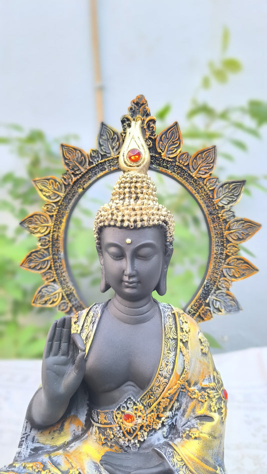 16 Inch Buddha Statue for Home Decor | Resin Blessing Buddha Idol for Peace, Meditation & Vastu