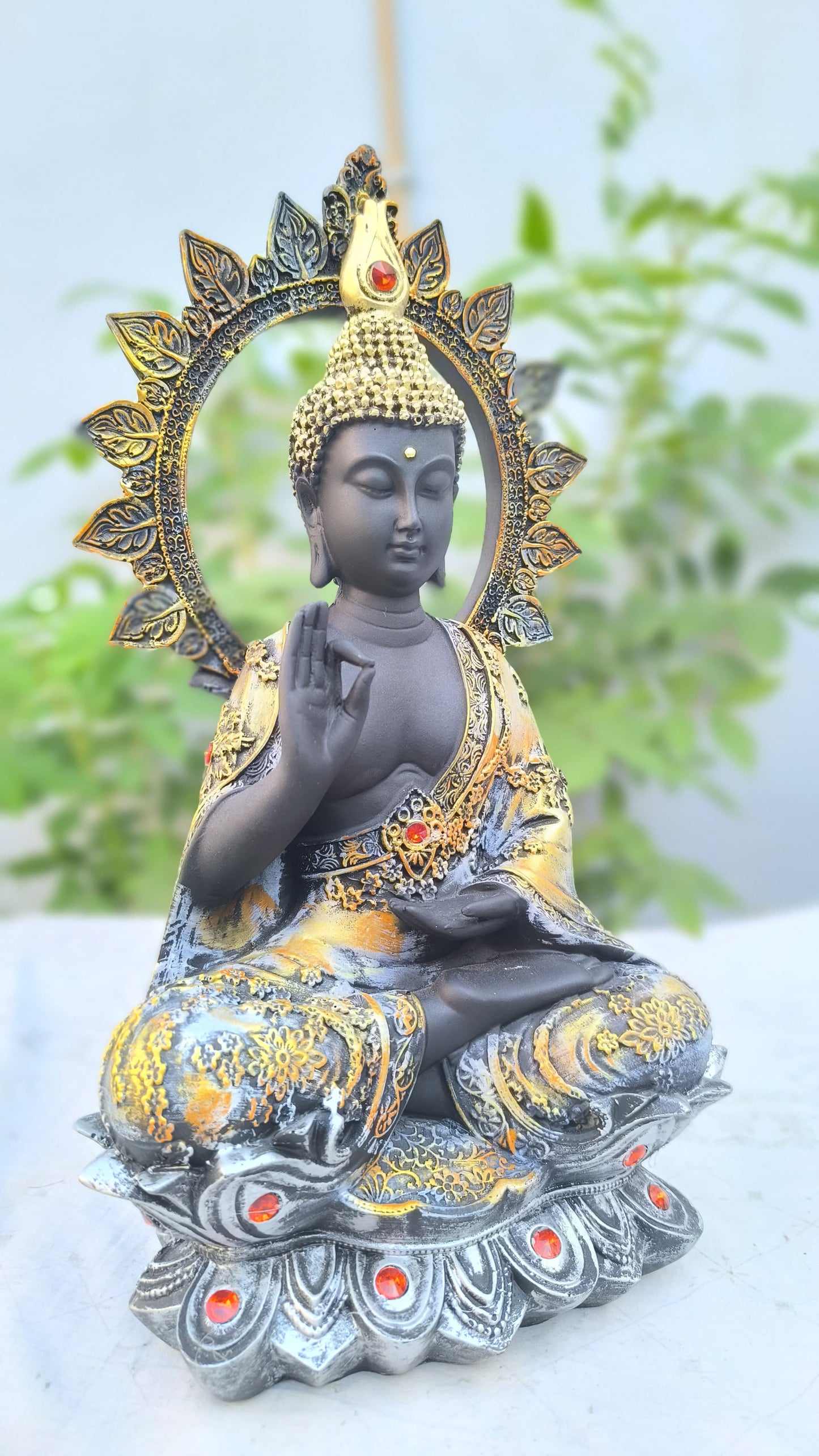16 Inch Buddha Statue for Home Decor | Resin Blessing Buddha Idol for Peace, Meditation & Vastu
