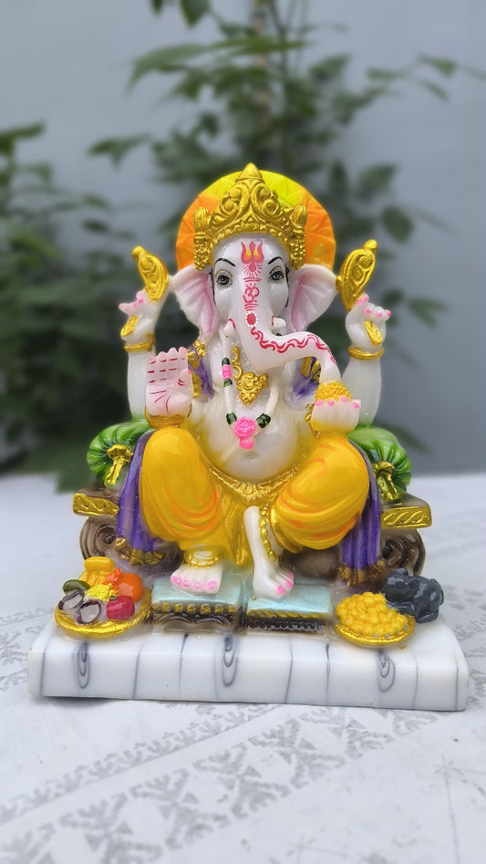11 Inch Lord Ganesha Idol | Multicolor Ganpati Bappa Statue for Home Decor, Mandir, Car Dashboard & Gift Purpose