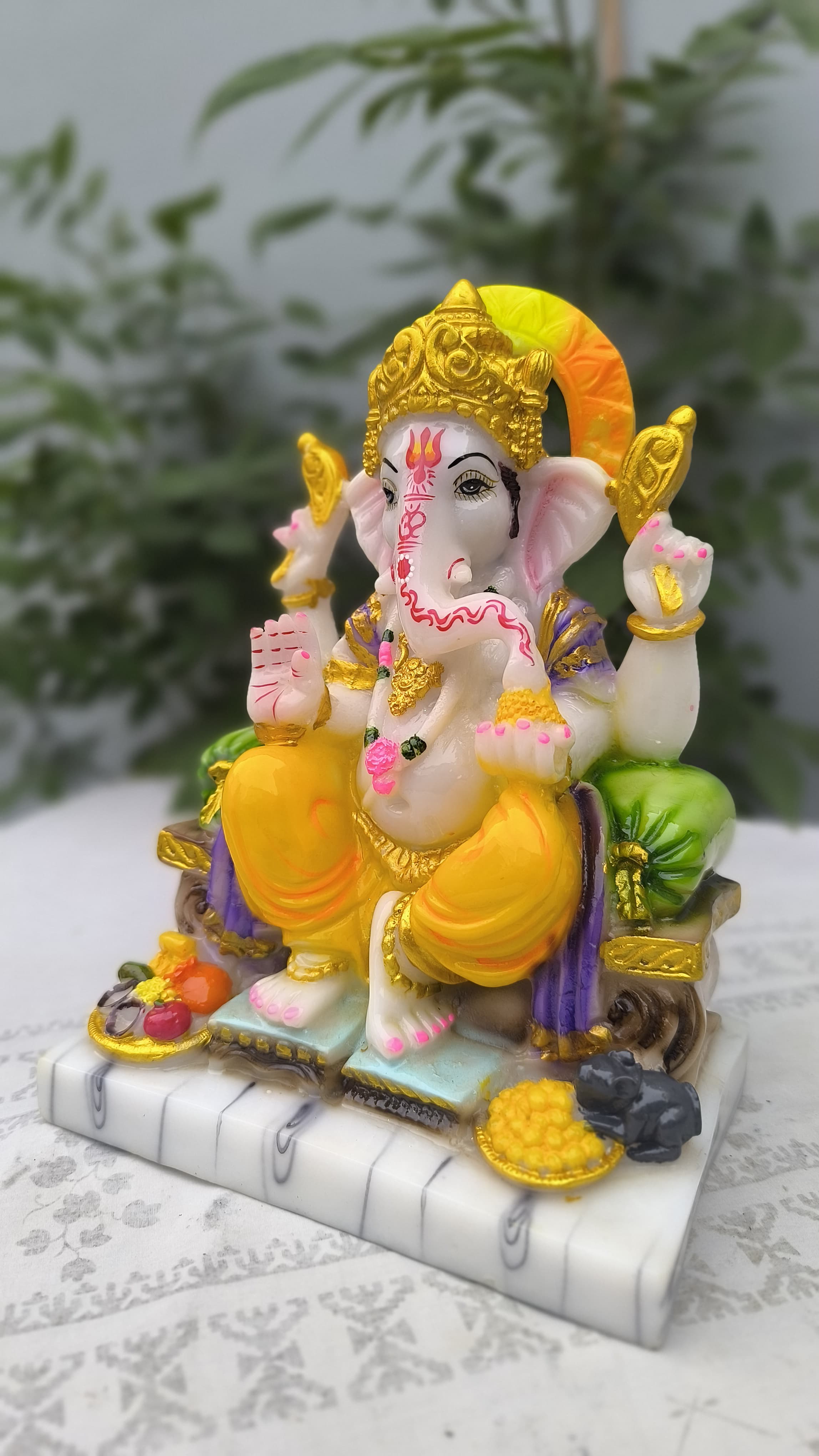 11 Inch Lord Ganesh Idol | Multicolor Ganpati  Statue for Home Decors, Car Dashboard & Gift |