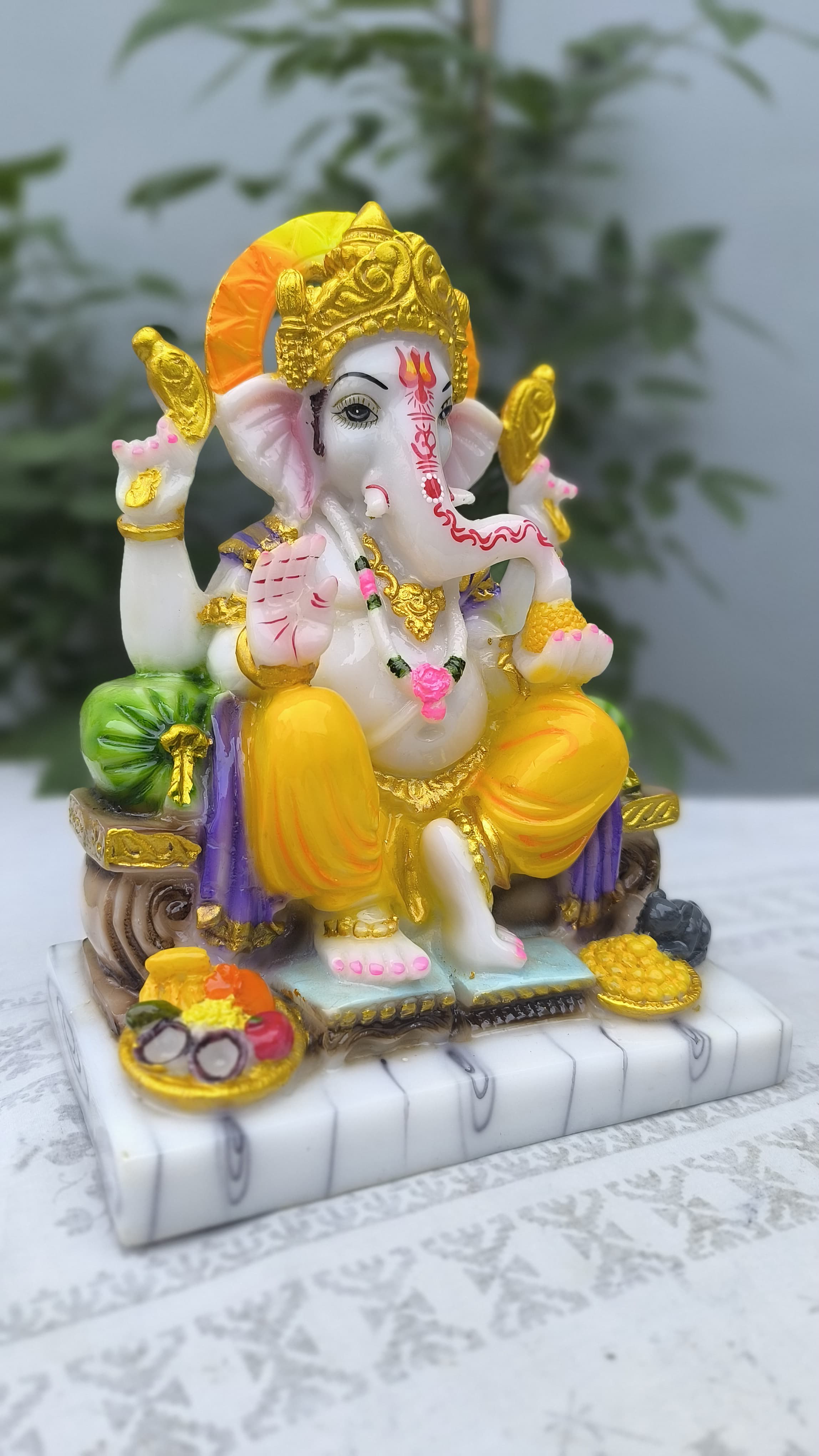 11 Inch Lord Ganesh Idol | Multicolor Ganpati  Statue for Home Decors, Car Dashboard & Gift |