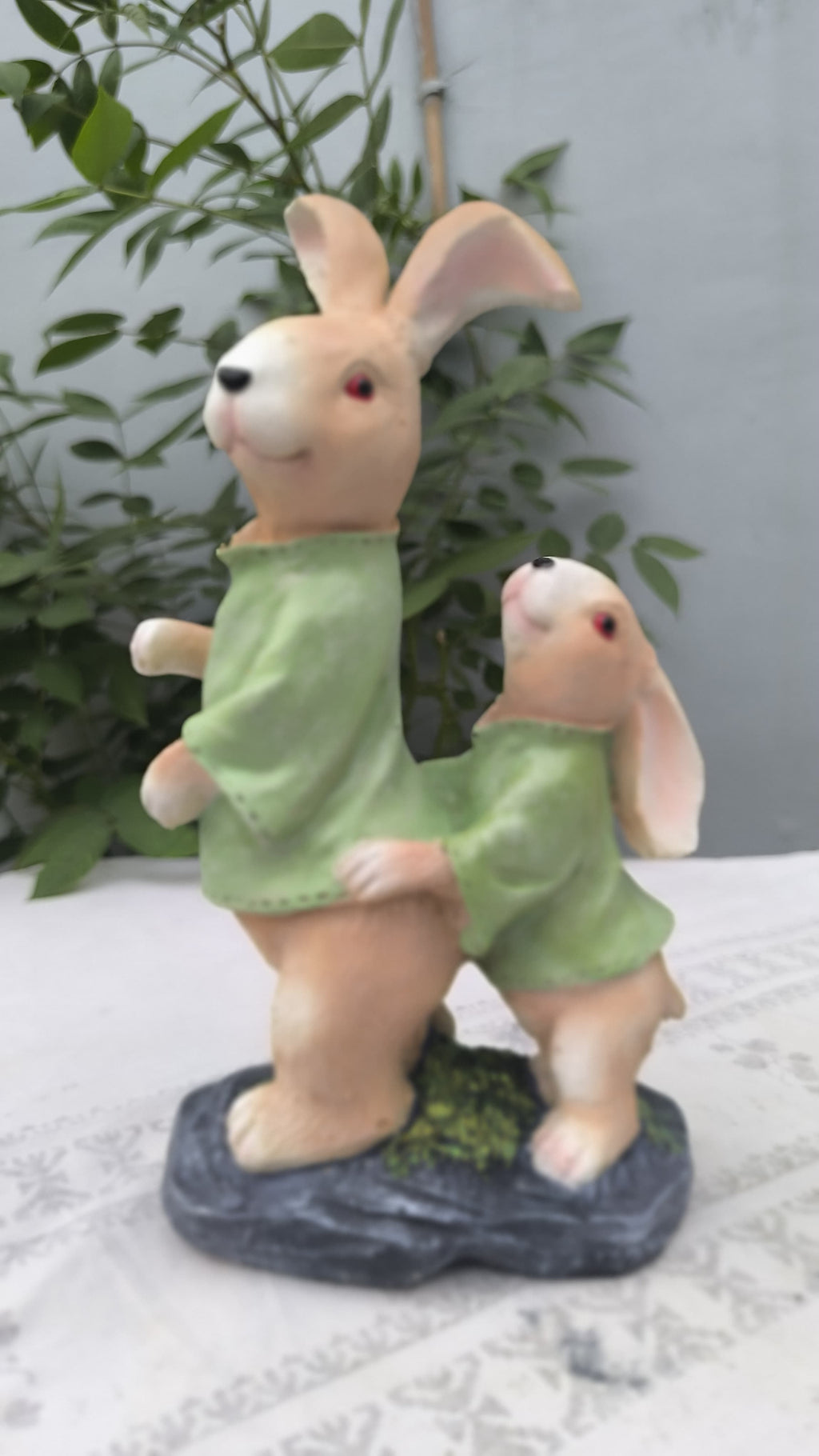 10 Inch Resin Rabbit Showpiece Set of 3 | Bunny Family Figurines for Home Decors, Kids Room & Gift |