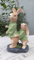 10 Inch Resin Rabbit Showpiece Set of 3 | Bunny Family Figurines for Home Decors, Kids Room & Gift |