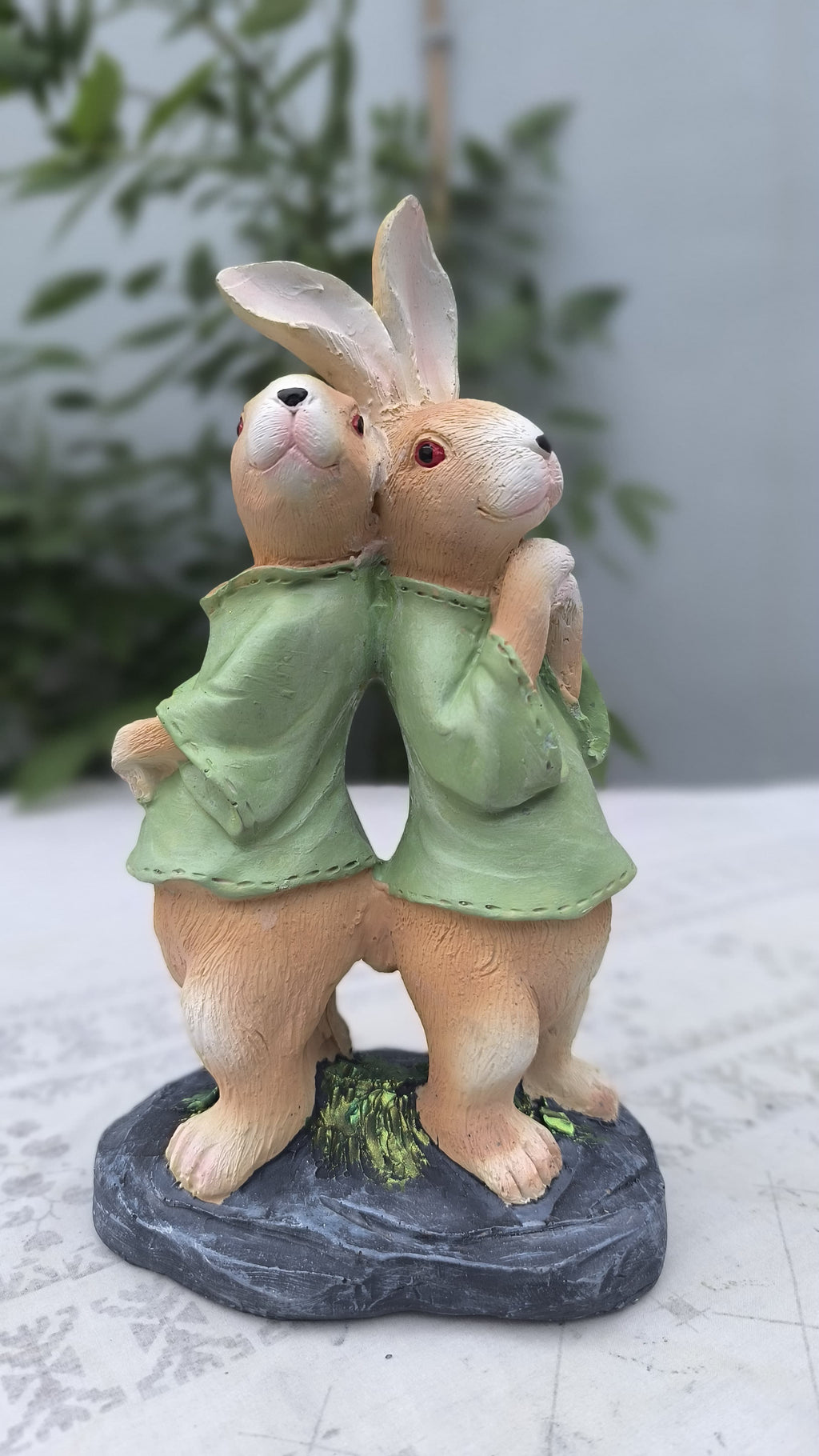 10 Inch Resin Rabbit Showpiece Set of 3 | Bunny Family Figurines for Home Decors, Kids Room & Gift |