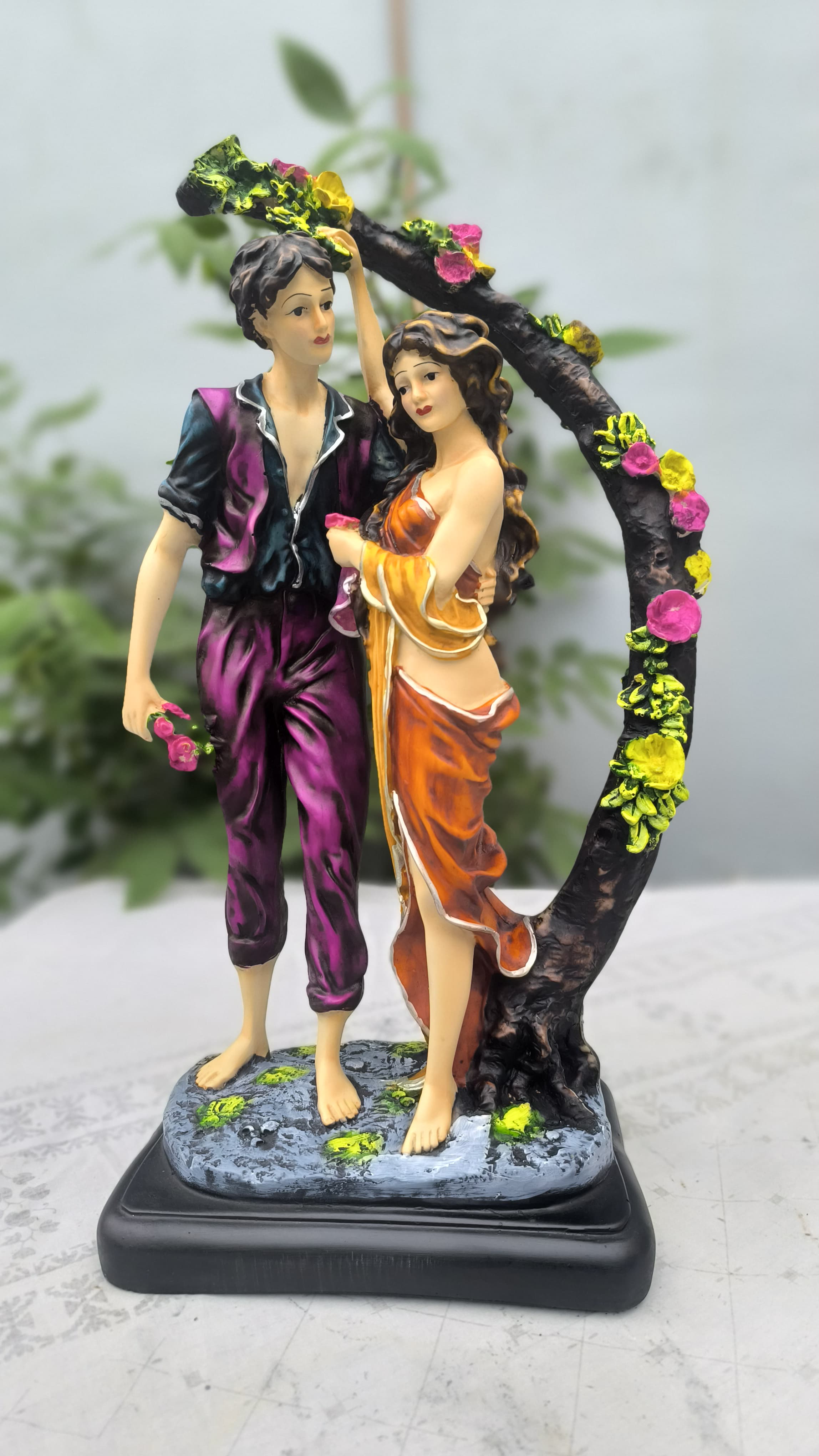 19 Inch Couple Under Tree Statue | Decorative Resin Love Figurine for Home Decors & Gifting |