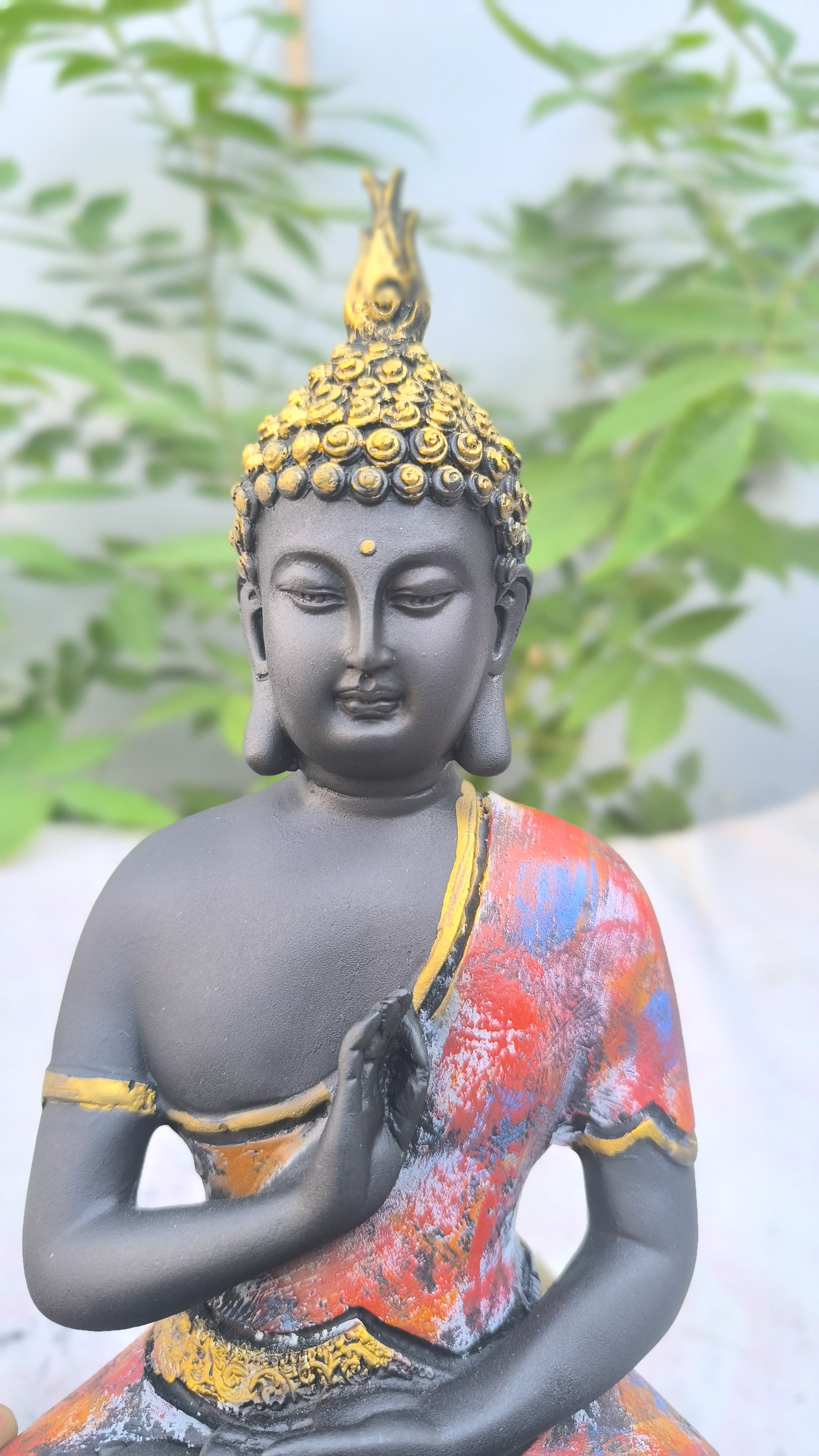 10 Inch Colorful Buddha Statue |  Pose Decorative Resin Idol for Home & Office |