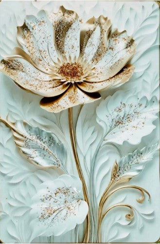 Stunning 3D Gold & Silver Flower Square Wall Painting|Canvas Painting for Wall Decoration|Wall Painting for Home and Office Dcor|Floral Painting for Living Room