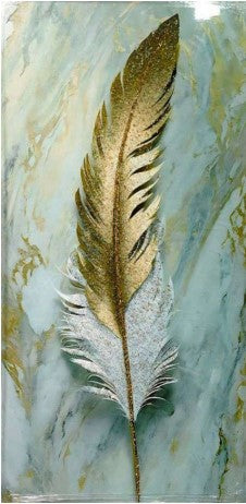 Golden Feather Canvas Posters Painting Wall Decor Abstract Wall Art Pictures for Living Room Modern Home Decorations