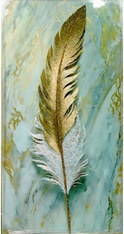Golden Feather Canvas Posters Painting Wall Decor Abstract Wall Art Pictures for Living Room Modern Home Decorations