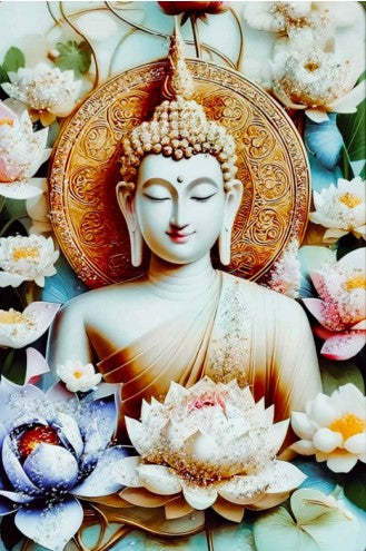 Lord Buddha Religious Wall Décor Posters for Home and Office, Poster For Bedroom, Mandir Room Wall Posters, Multicolor