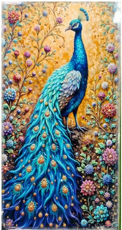 Royal Peacock Resin Wall Art – Premium Crystal Epoxy Painting for Home and Living Room Décor